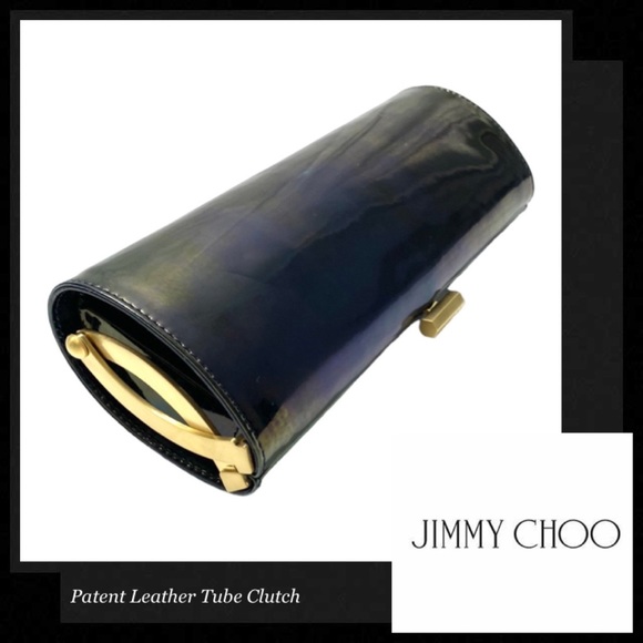JIMMY CHOO Patent Leather Tube Clutch - Picture 1 of 17